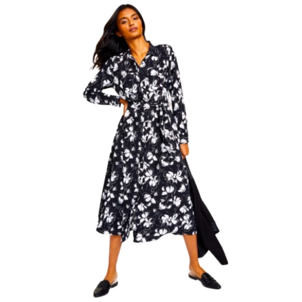 Alfani Button Up Floral Print Shirtdress Women’s Midi Dress - S/M